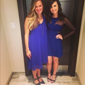 Blue and black sheer dress